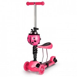 Trotineta cu sezut si 3 roti cu LED Ecotoys YM-SC-6 - Roz