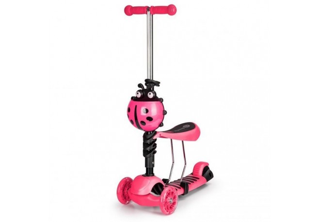 Trotineta cu sezut si 3 roti cu LED Ecotoys YM-SC-6 - Roz