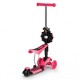 Trotineta cu sezut si 3 roti cu LED Ecotoys YM-SC-6 - Roz