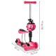 Trotineta cu sezut si 3 roti cu LED Ecotoys YM-SC-6 - Roz