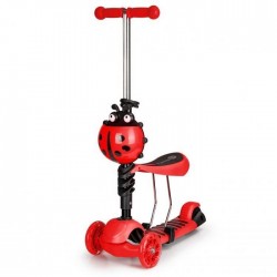 Trotineta cu sezut si 3 roti cu LED Ecotoys YM-SC-6 - Rosu