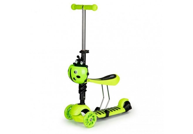 Trotineta cu sezut si 3 roti cu LED Ecotoys YM-SC-6 - Verde