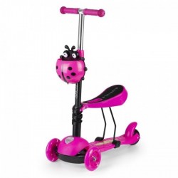 Trotineta cu sezut si 3 roti cu LED Ecotoys BW-203 - Rosu