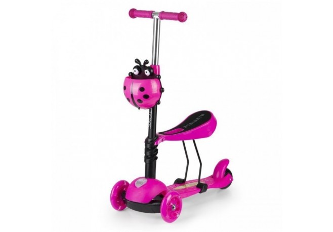 Trotineta cu sezut si 3 roti cu LED Ecotoys BW-203 - Rosu