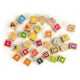 Cuburi educationale din lemn cu litere cifre si imagini Ecotoys HM014520