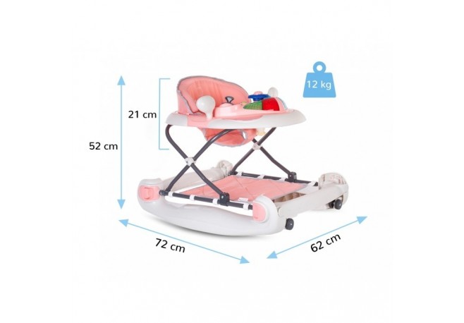 Premergator Sun Baby 022 cu functie de balansoar - Pink Grey