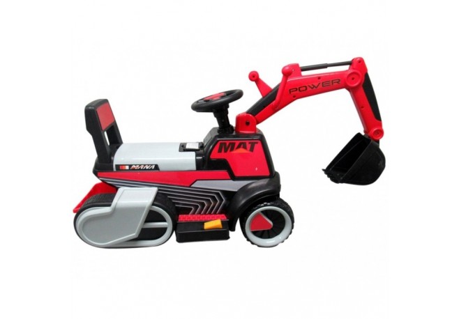 Excavator electric pe baterie cu muzica si lumini LED C3 R-Sport - Rosu