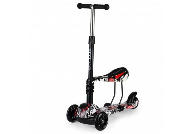 Trotineta cu sezut si 3 roti cu LED Ecotoys BW-203 - Negru
