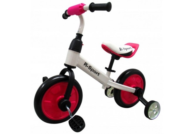 Bicicleta cu pedale si roti ajutatoare R-Sport P1- Roz
