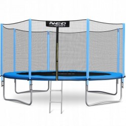 Trambulina de gradina cu plasa exterioara stalpi si scara 435 cm (14FT) Neo-Sport NS-14Z181 - Albastru