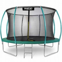 Trambulina de gradina cu plasa interioara stalpi si scara 435 cm (14FT) Neo-Sport NS-14C181 - Verde