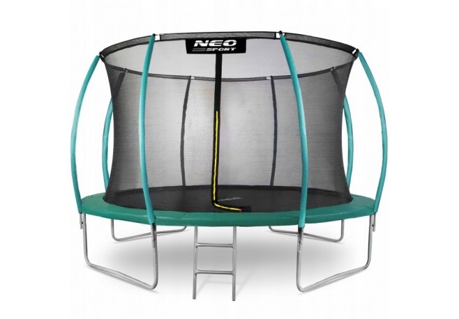 Trambulina de gradina cu plasa interioara stalpi si scara 435 cm (14FT) Neo-Sport NS-14C181 - Verde