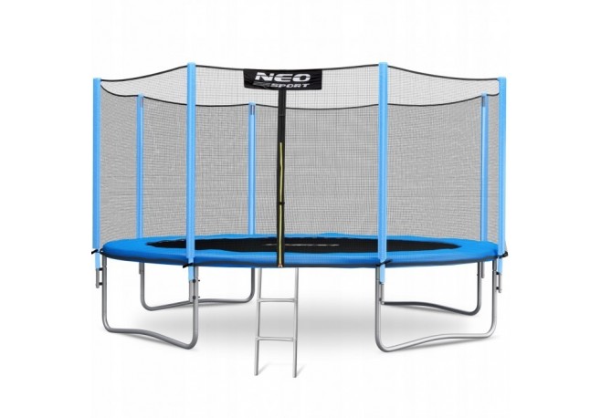 Trambulina de gradina cu plasa exterioara stalpi si scara 374 cm (12FT) Neo-Sport NS-12Z181 - Albastru