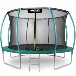 Trambulina de gradina cu plasa interioara stalpi si scara 374 cm (12FT) Neo-Sport NS-12C181 - Verde