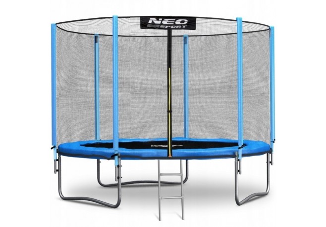 Trambulina de gradina cu plasa exterioara stalpi si scara 312 cm (10FT) Neo-Sport NS-10Z181 - Albastru
