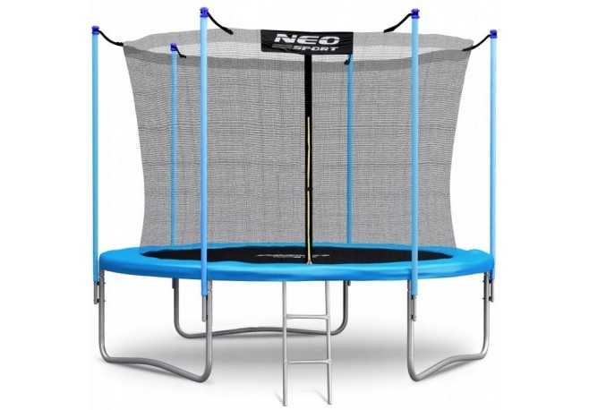 Trambulina de gradina cu plasa interioara stalpi si scara 312 cm (10FT) Neo-Sport NS-10W191 - Albastru