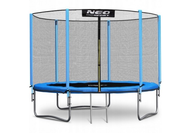 Trambulina de gradina cu plasa exterioara stalpi si scara 252 cm (8FT) Neo-Sport NS-08Z181 - Albastru