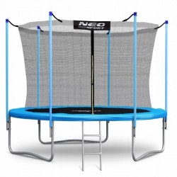 Trambulina de gradina cu plasa interioara stalpi si scara 252 cm (8FT) Neo-Sport NS-08W181 - Albastru
