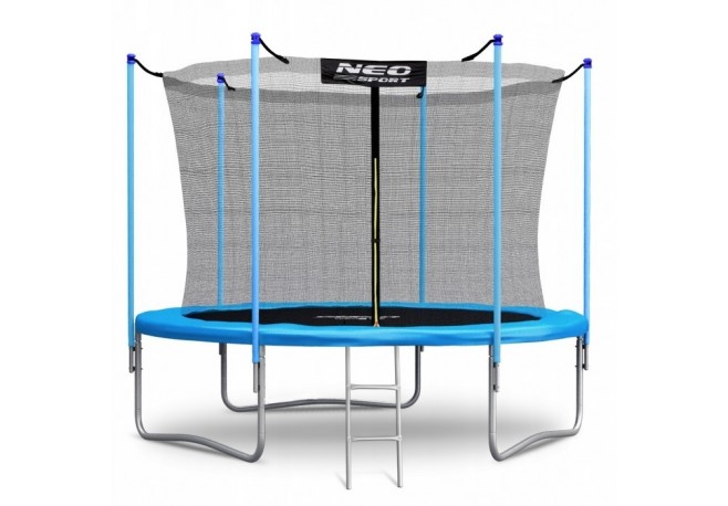 Trambulina de gradina cu plasa interioara stalpi si scara 252 cm (8FT) Neo-Sport NS-08W181 - Albastru
