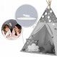 Cort de joaca pentru copii cu ghirlanda si lumini Ricokids 120 x 120 x 165 cm - Gri cu stelute