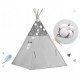 Cort de joaca pentru copii cu ghirlanda si lumini Ricokids 120 x 120 x 165 cm - Gri cu stelute
