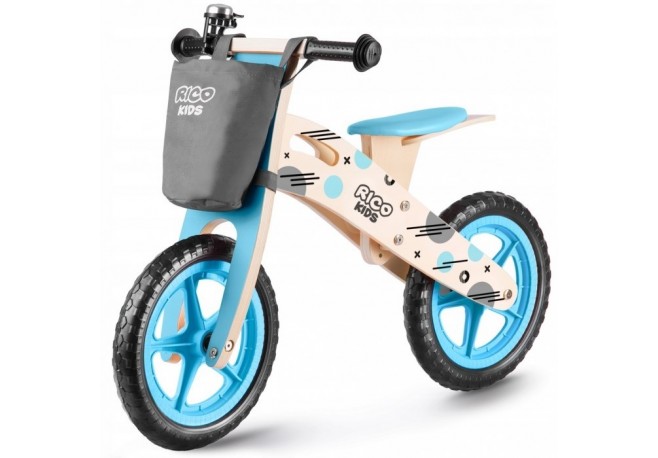 Bicicleta de lemn fara pedale Ricokids RC-612 - Albastru