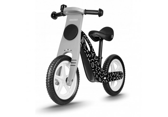 Bicicleta de lemn fara pedale Ricokids RC-615 - Negru - Gri