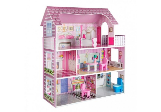 Casuta din lemn pentru papusi Ricokids 7801 - Roz