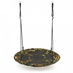 Leagan pentru copii rotund tip cuib de barza suspendat 100 cm Ecotoys MIR6001 - Camuflaj