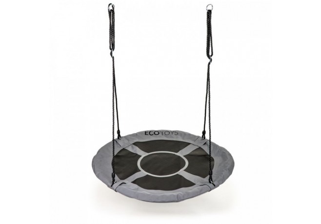 Leagan pentru copii rotund tip cuib de barza suspendat 100 cm Ecotoys MIR6001 - Gri
