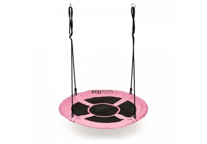Leagan pentru copii rotund tip cuib de barza suspendat 100 cm Ecotoys MIR6001 - Roz