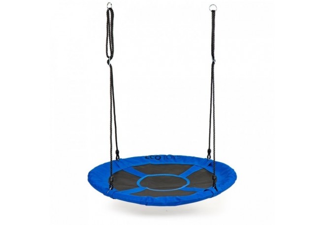 Leagan pentru copii rotund tip cuib de barza suspendat 100 cm Ecotoys MIR6001 - Albastru