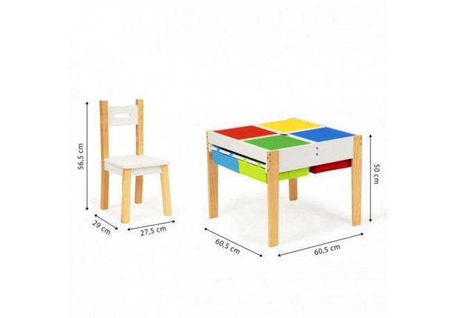 Set de masa cu doua scaune pentru copii Ecotoys XKF002