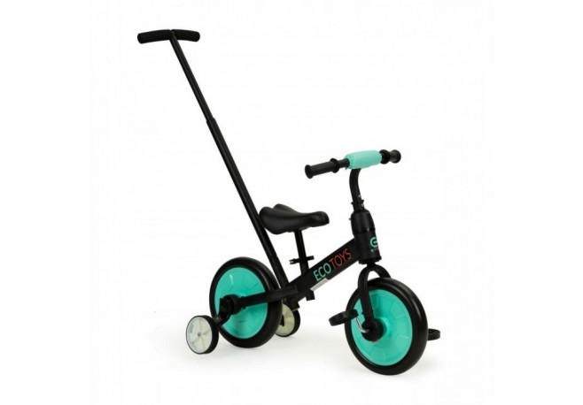Bicicleta cu pedale si roti ajutatoare 3 in 1 Ecotoys YM-BB-12 - Blue