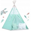 Cort de joaca pentru copii cu ghirlandalumini si 3 pernite Ricokids 740004 120 X 120 X 165 cm - Mint