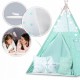 Cort de joaca pentru copii cu ghirlandalumini si 3 pernite Ricokids 740004 120 X 120 X 165 cm - Mint