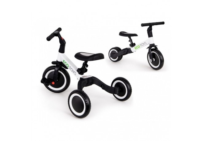 Tricicleta echilibru cu pedale Ecotoys TR001 4 in 1 Alb