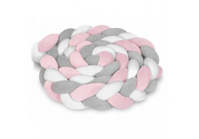 Protectie laterala pentru patut impletita 3 m Ricokids 722103 - Roz