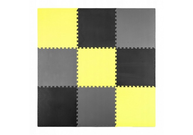 Salteluta de joaca tip puzzle 180 X 180 cm Ricokids 7497 - Galben - Gri - Negru