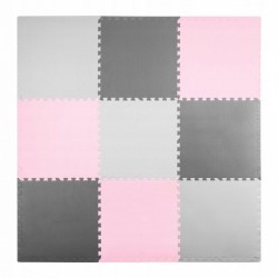 Salteluta de joaca tip puzzle 180 X 180 cm Ricokids 7498 - Roz - Gri