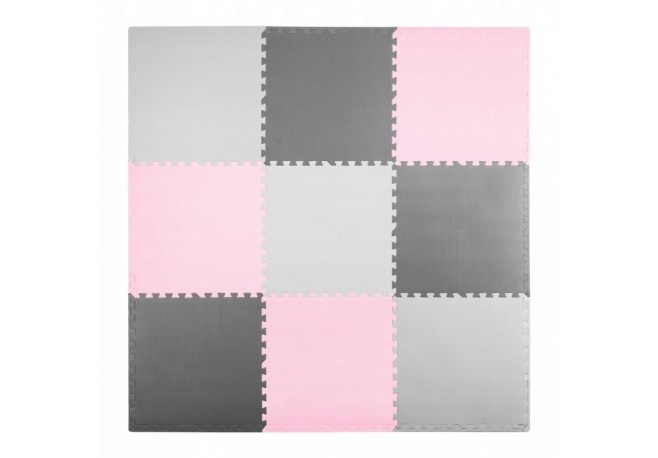 Salteluta de joaca tip puzzle 180 X 180 cm Ricokids 7498 - Roz - Gri
