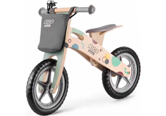 Bicicleta din lemn fara pedale Ricokids RC-610 Gri
