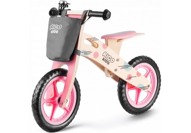 Bicicleta din lemn fara pedale Ricokids RC-611 Roz