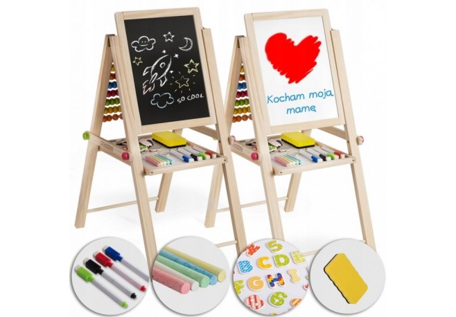 Tabla educationala cu doua fete si accesorii Ricokids RK-803 66 x 45 x 32 cm Natur