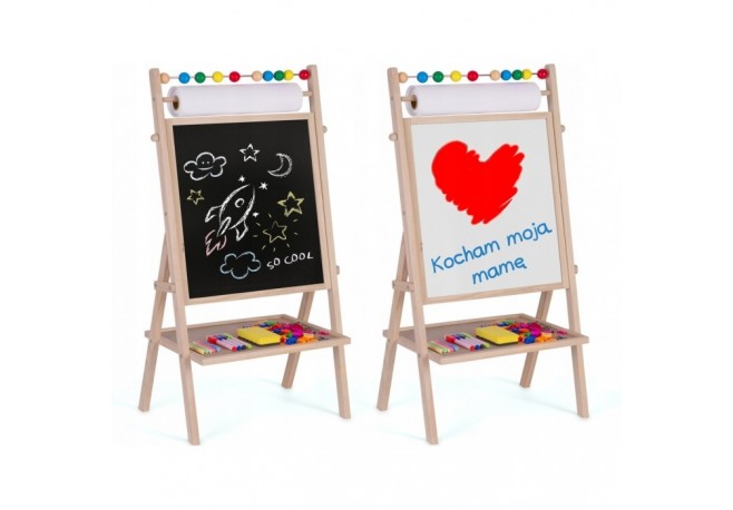 Tabla educationala cu doua fete si accesorii Ricokids RK-802 78 x 44 x 29 cm Natur