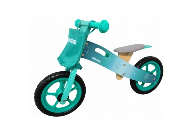Bicicleta fara pedale din lemn cu roti din spuma EVA R10 R-Sport - Turcoaz