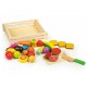 Set de fructe si legume cu tocator de lemn si cutit Ecotoys HM191520