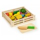 Set de fructe si legume cu tocator de lemn si cutit Ecotoys HM191520
