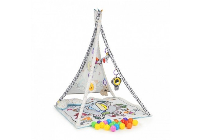 Salteluta de joaca tip cort cu 20 de bile colorate si jucarii Ecotoys CC8734 - Gri