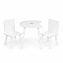 Set de masa in forma de luna si doua scaune pentru copii Ecotoys WH140 - Alb